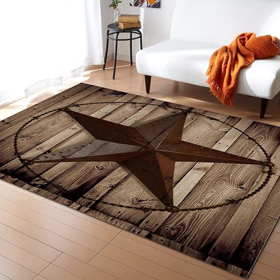 FunkyHome Large Area Rug 2x3ft Western Texas Star