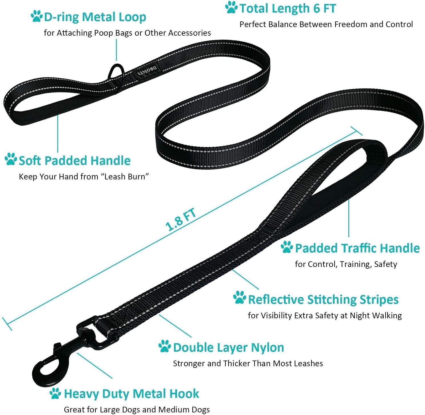 dog leash with extra handle