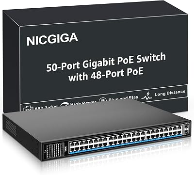 NICGIGA 48 Port Gigabit PoE+ Switch 50 Port Network Switch 400W 2 SFP