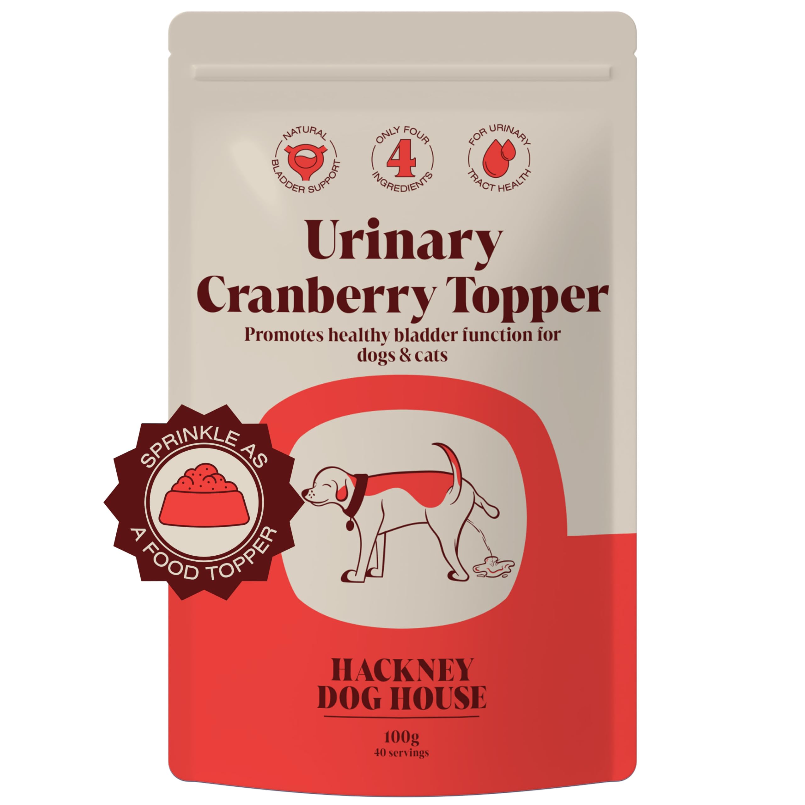 Cranberry for Dogs & Cats | Advanced Bladder & Kidney Support | Natural Powder Ingredient Based UTI Supplement | Tablet Alternative | 40 Daily Servings | Hackney Dog House