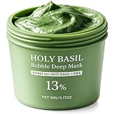 Holy Basil Bubble Deep Mask &ndash; Clay Mask for Pore Cleansing &amp; Blackhead Care | Clay-to-Foam Face Mask with PHA &amp; Holy Basil Extract, Gentle Cleansing &amp; Hydrating Facial Mask (90g / 3.17 oz) (Green)