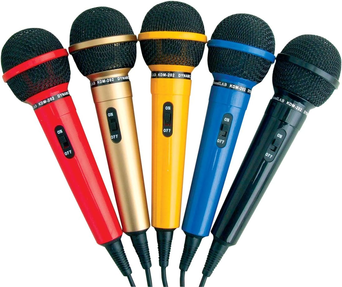 Pack of 5 Assorted Coloured Plastic Microphones With Amazon.co.uk