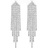 SELOVO Statement Dangling Earrings for Women Long Dangle Crystal Rhinestone Prom Earring