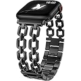 Wearlizer Compatible with Apple Watch Bands 41/40/38/44/45/46/49/42mm Women, Dressy Fancy Metal Chain Pretty Strap Designer Gold Silver Bracelet for iWatch Series 11 10 9 8 7 6 5 4 3 SE/Ultra 3 2 1