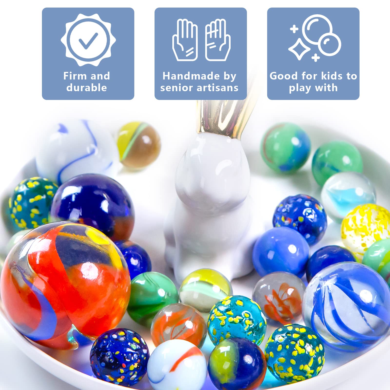 3 otters 125PCS Marbles Games for Kids, Assorted Size with Gift Box for Marbles Run Games