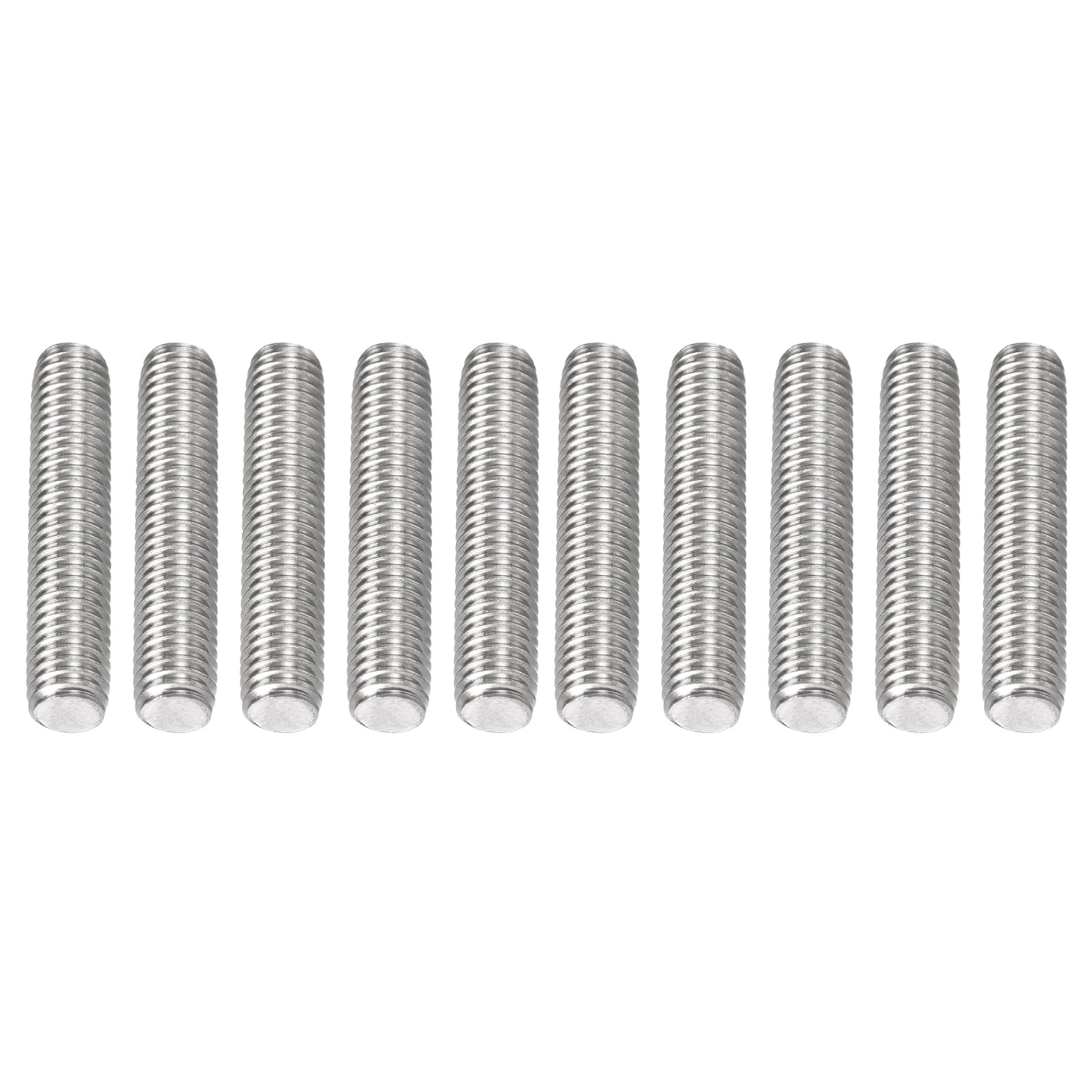DTGN M8x1.25x40mm(DxPxL) Fully Threaded Rod - 10Pack - Good for Machinery - 304 Stainless Steel Right Hand Thread Rods Bar Studs - Silver