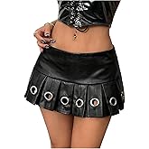 MakeMeChic Women's PU Leather Pleated Mini Skirt Tie Side Summer Going Out Y2K Short Skirts