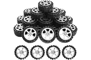 KUANFINE 100 Pcs Plastic Roll 2mm Dia Shaft Toys Car Wheel for DIY Model Toy RC Car Truck Building Projects