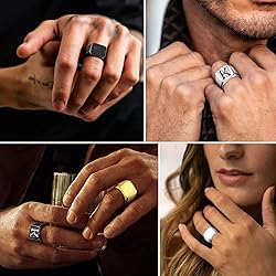 FindChic Square Signet Rings for Men Chunky
