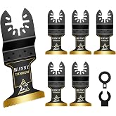 Hiinny 6PCS Titanium Oscillating Tool Blades, Professional Universal Titanium Oscillating Saw Blades Multitool Blades Kits for Metal Wood Plastics, Dewalt Milwaukee Ryobi Fein