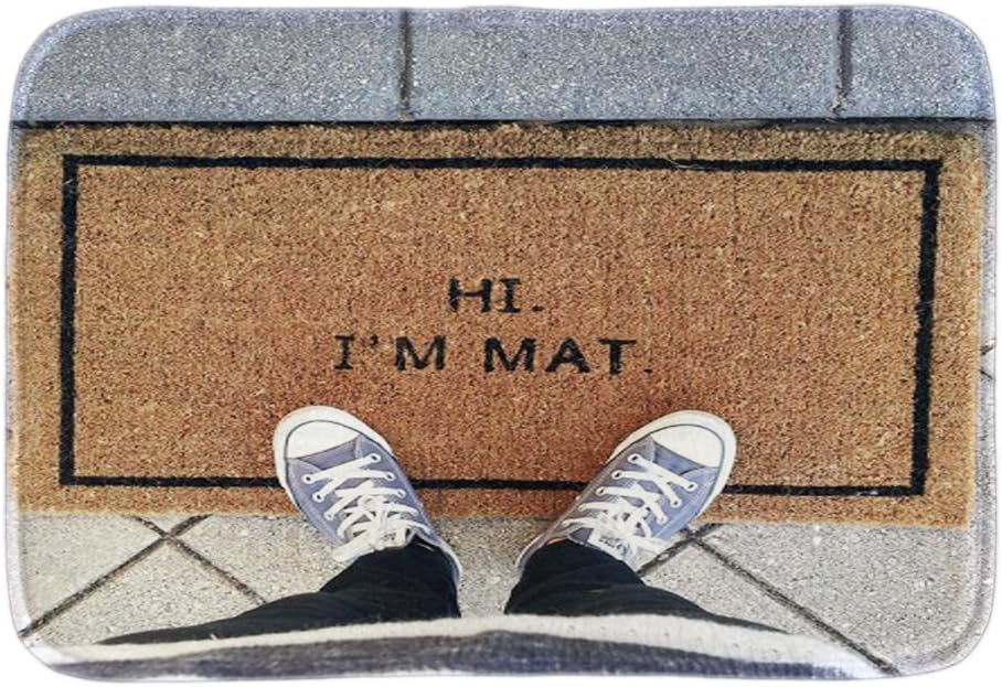 Funny Doormats With Phtoto Of Hi I'M Mat Decor Doormat Front Door Mat Cute Rubber Door Mats Bathroom Rug Floor Mats Short Plush Fabric 16"X23.6" Inch