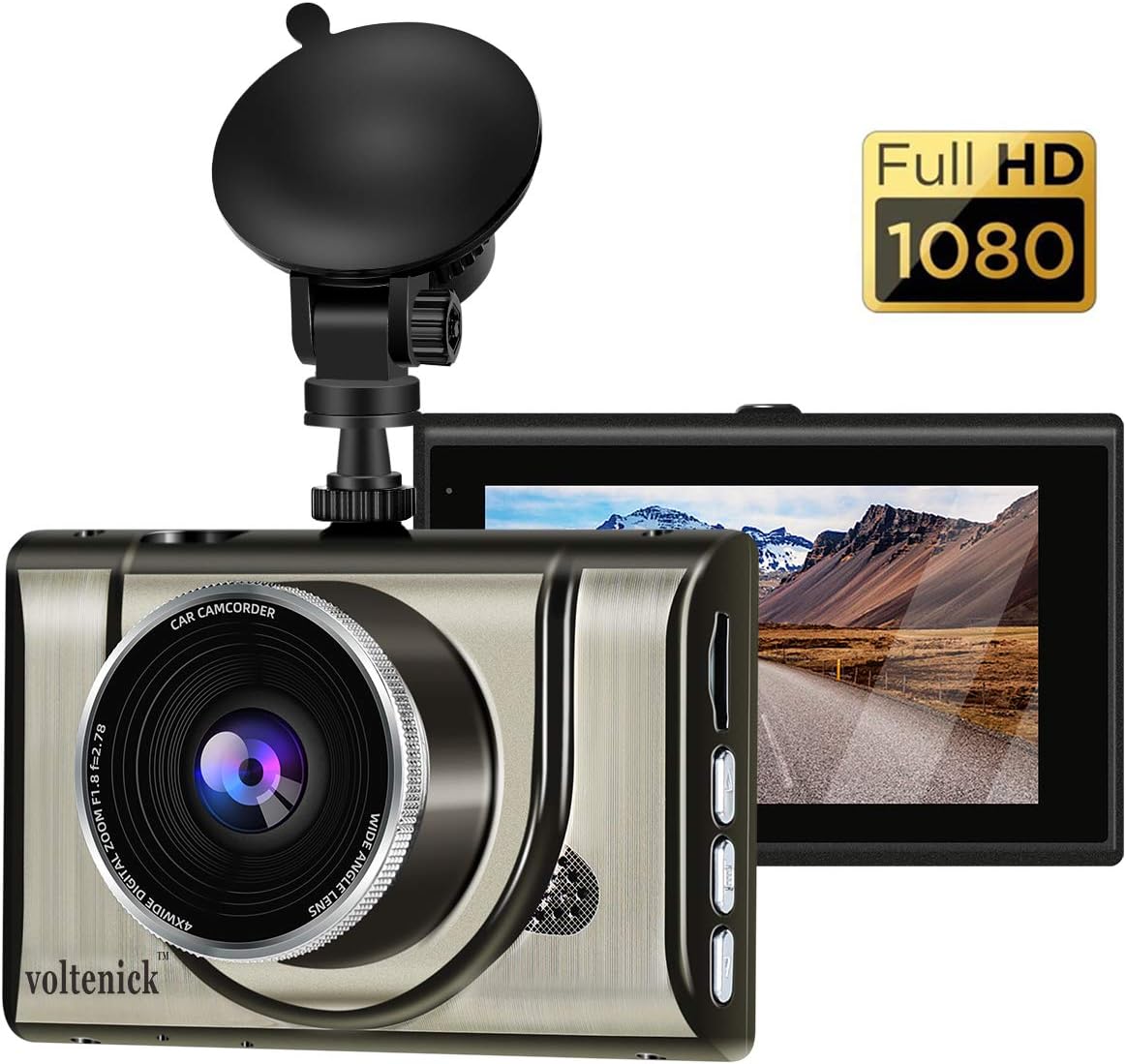 Dash Cam 1080P FHD 3 Inch IPS Screen Metal Shell Dash Camera for Cars,Car DVR Dashboard Recorder Super Night Vision,170°Wide Angle,WDR,G-Sensor,Loop Recording,Motion Detection,Parking Monitor