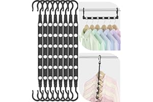 Latoxcaa Space Saving Hangers for Clothes, 8 Pack Collapsible Hangers with 6 Holes and 360° Swivel Hook, Hanger Hooks Space S
