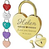 Custom Engraved Padlock Personalized Love Locks for Bridge Couples Customizable Lock with Key Wedding Gifts Heart Shaped