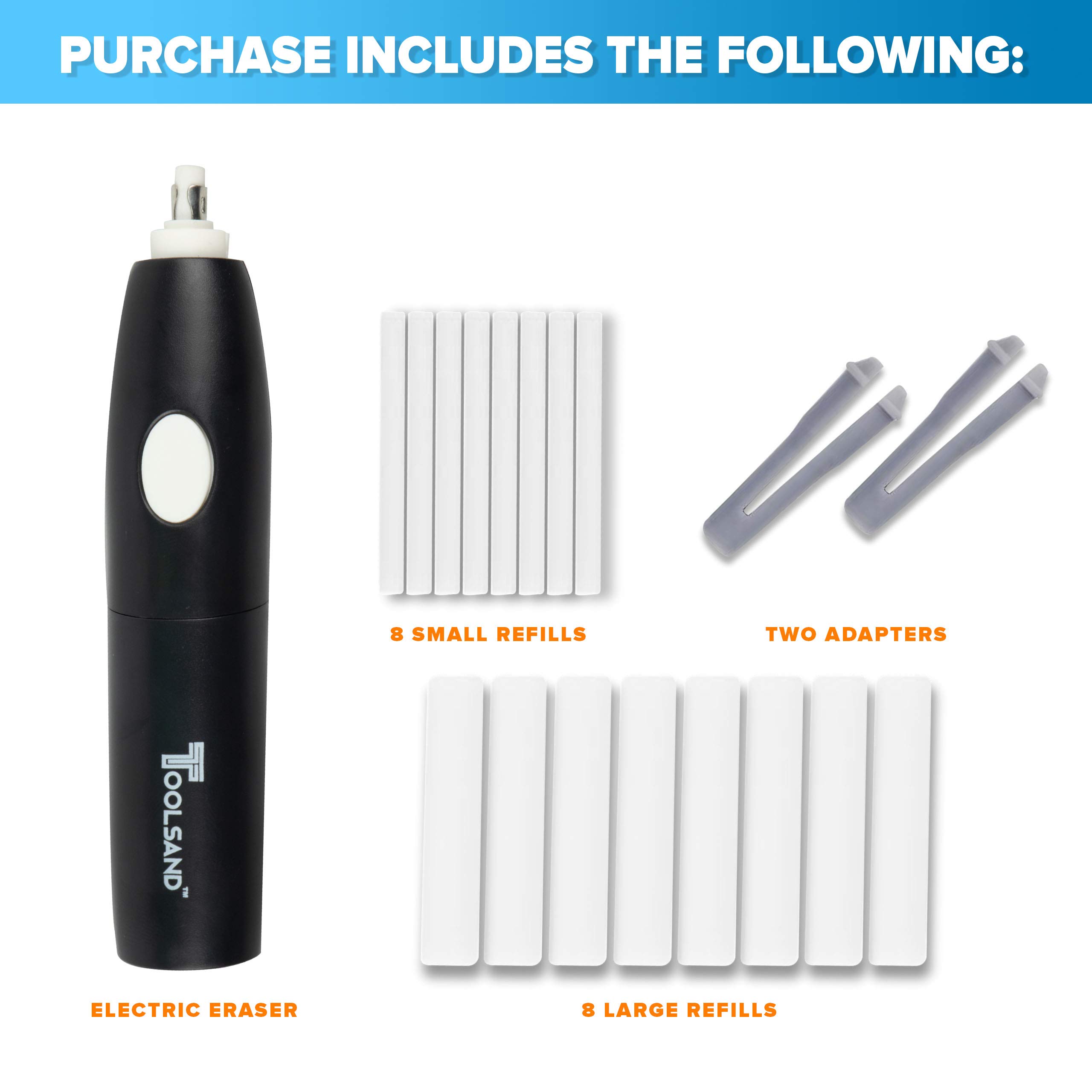 Electric Pencil Eraser Kit, Battery Operated, with Refills (Black)