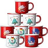 Hushee 8-Piece Christmas Mug Set - 12oz Ceramic Novelty Coffee Mugs, Xmas Drinking Mugs for Milk Tea, Coffee, Gift for Women, Men, Friends, Family