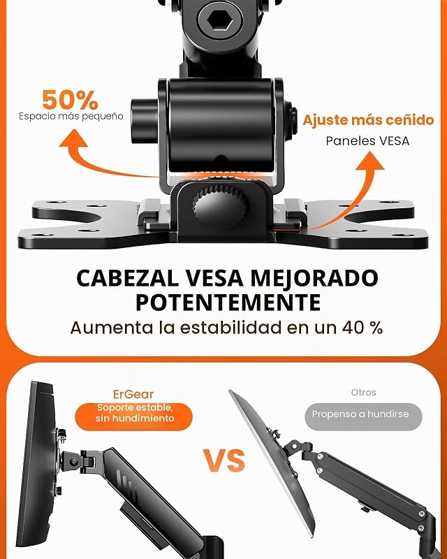 Suporte duplo para monitores, montagem empilhada para ecrãs de 13"-32", até 9kg por braço, estabilidade melhorada com grampo integrado em C, melhor gestão de cabos, VESA 75x75/100x100mm, cor preta