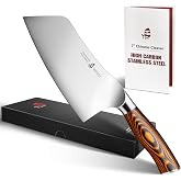 TUO Vegetable Cleaver Knife, Chinese Chef Knife 7 inch Meat Cleaver with Pakkawood Handle, Stainless Steel Butcher Chopper for Home Kitchen - Fiery Phoenix Series