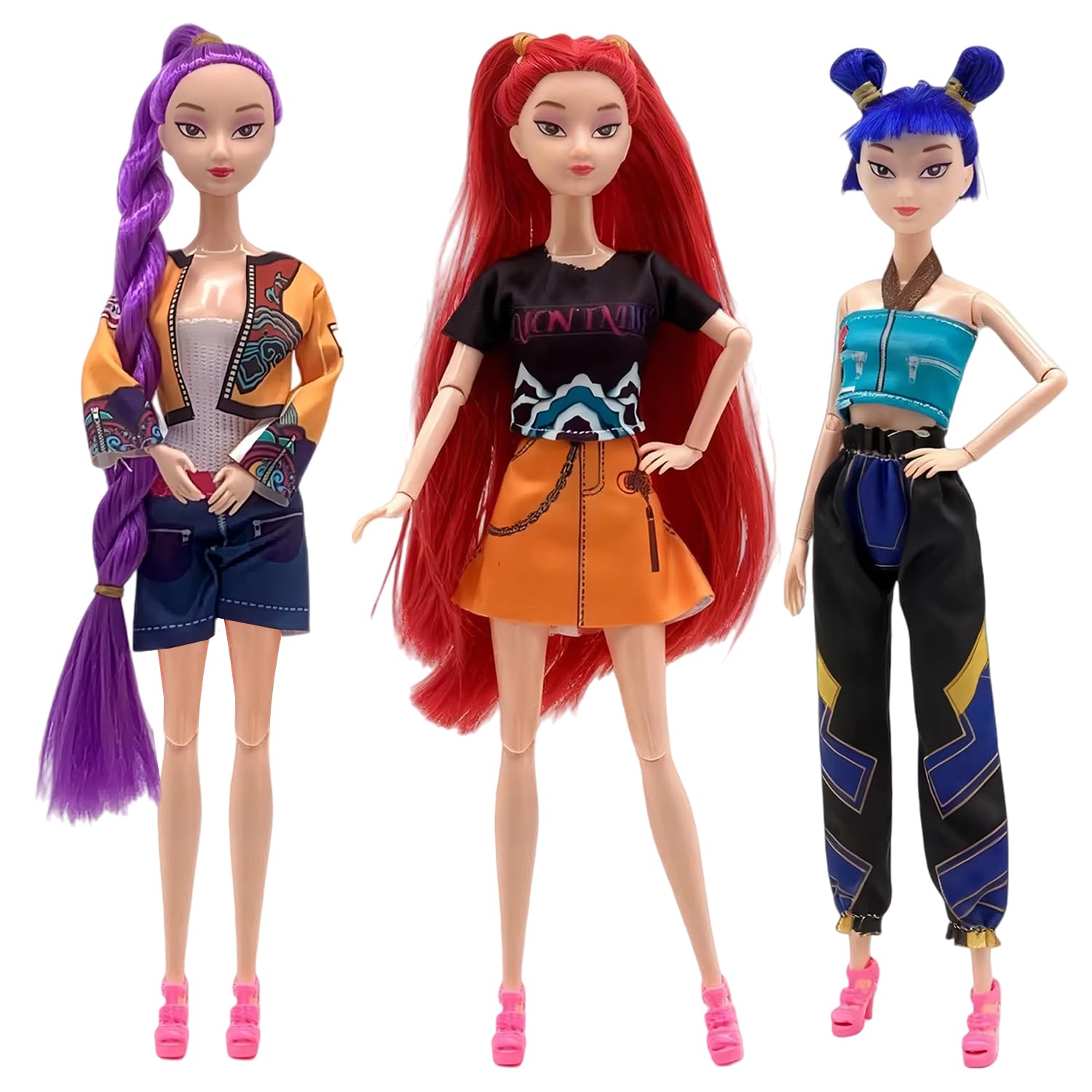HIDLY 2025 New Korean Idol Dolls Set with Trendy Outfits,Singer Doll Merch Christmas Decorations Gifts (Multicolor-3PCS)