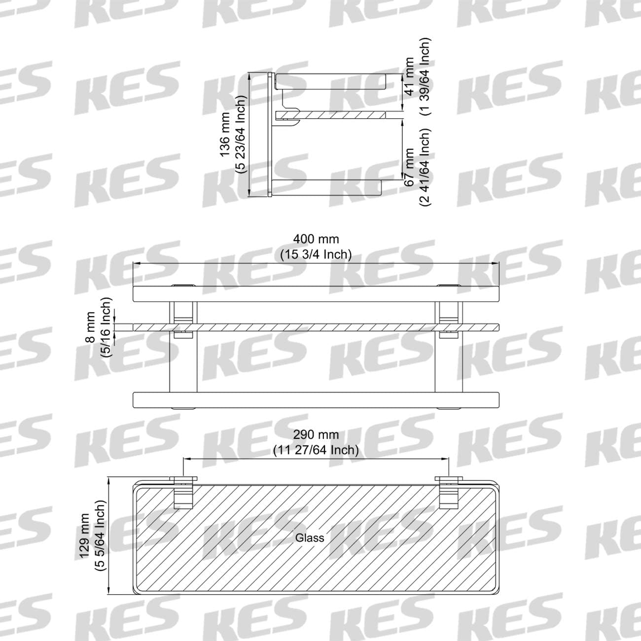 KES Bathroom Glass Shelf with Anodized Aluminum Towel Bar and Rail Extra 8 MM-Thick Tempered Glass Rustproof Retangular Storage Organizer Wall Mount Silver, A4127A: Home & Kitchen