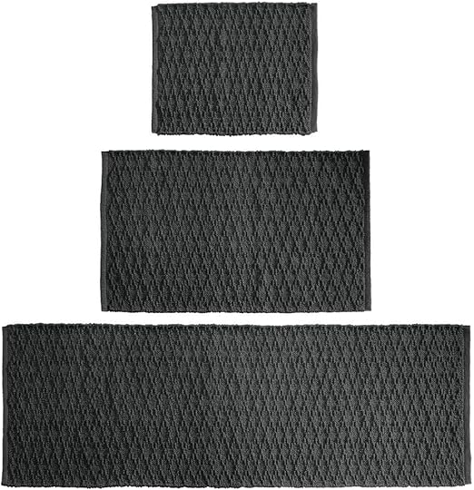Amazon Com Mdesign Soft 100 Cotton Luxury Rectangular Spa Mat Rugs Water Absorbent Diamond Design For Bathroom Vanity Bathtub Shower Machine Washable Runner Standard Small Rug Set Of 3