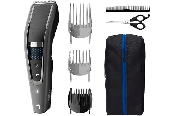 Philips Hair Clipper Series 7000, Washable Hair Clipper with DualCut Technology & 6 accessories, HC7650/14