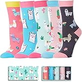 HAPPYPOP Cute Llama Socks for Girls - Llama Gifts for Kids 7-9 Years Old, Gifts for Alpaca Lovers