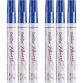 Overseas Blue Paint Marker Pens, 6 Pack Oil Based Permanent Markers | Medium Tip, Waterproof, Quick Dry, Fade Resistant Paint Pens Paint Markers for Rock, Wood, Metal, Plastic, Glass, Rubber
