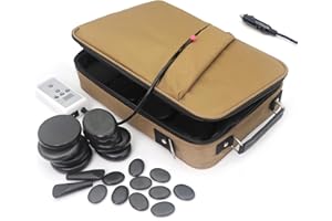 Goodtar Portable Massage Stone Warmer Set, 20 Pcs Basalt Hot Stones with Heater Kit, Electric Hot Stones Warmer Massager for 