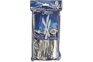 WNA Reflections Heavyweight Plastic Cutlery Knife, 7.5-Inch, Silver (8 packs of 40-Count)