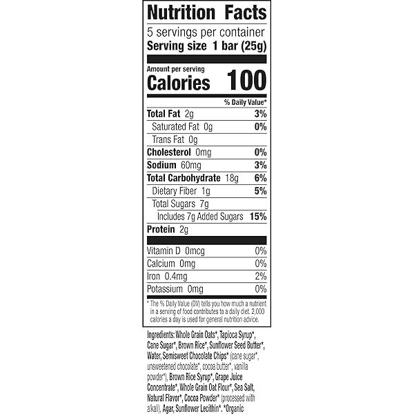 ANNIE’S CHEWY GRANOLA BARS, SUNFLOWER BUTTER CHOCOLATE CHIP, ORGANIC SNACKS, 5 COUNT, 4.45 OZ