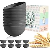 Hoimenly Wheat Straw Bowls for Kitchen, Unbreakable Cereal Bowl Set of 8, 26oz Microwave and Dishwasher Safe Bowls Set for Party, Camping, Alternatives to Plastic Bowl, Stackable Soup Bowls(Dark Grey)