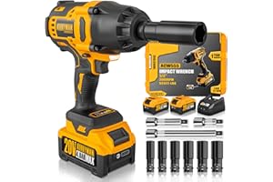 Alloyman 1/2 inch Impact Wrench Cordless, (750 N.m) 555 Ft-lbs Hight Torque Wrench,20V Power Impact Driver, Brushless Motor 2000 RPM, 2x 4.0AH Li-ion Battery,Charger,6 Sockets,3 Extension Bars