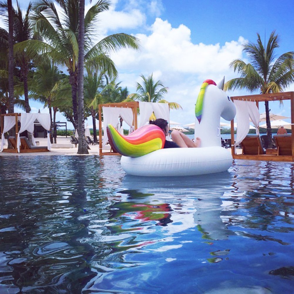 Jasonwell Unicornio hinchable colchonetas piscina Inflable flotador unicornio piscina para Adultos y