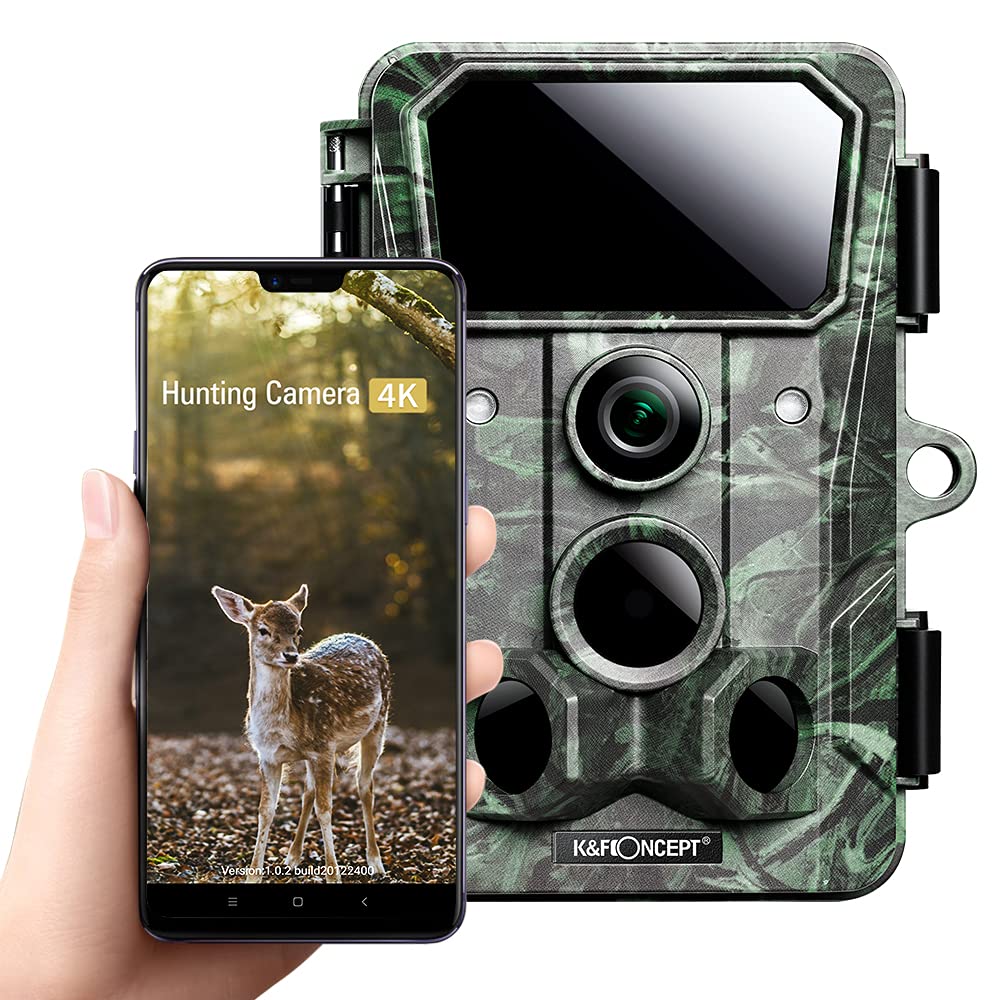 K&F CONCEPT 4K 30MP WiFi Wildlife Camera, No Glow Night Vision, Motion Activated Garden Game Camera, Waterproof Hunting Camera for Outdoor Hunting Bird Watching Nature Scouting Farm Monitoring