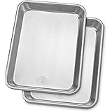 Professional Quarter Sheet Baking Pans - Aluminum Cookie Sheet Set of 2 - Rimmed Baking Sheets for Baking and Roasting - Dura