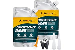 Autosel Concrete Crack Filler, Cement Crack Filler, Self Leveling Concrete Crack Repair Sealant–Quick-Drying, Waterproof, Durable Filler for Driveway, Sidewalk & Expansion Joint Repair-2 PCS