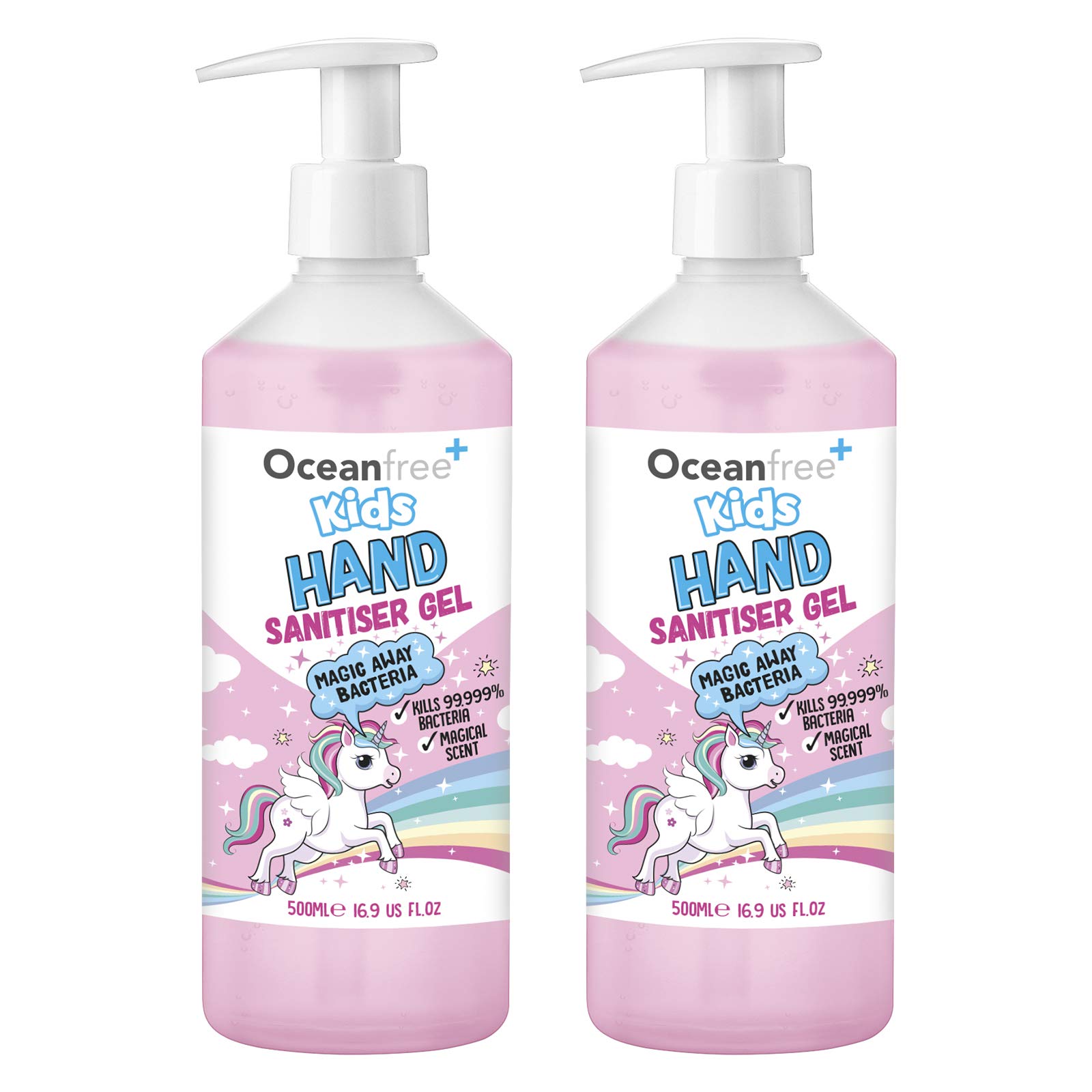 Fantasy Hand Sanitiser Gel - 500ml Pump Bottle - 70% Alcohol - Made in the UK (Pack of 2)