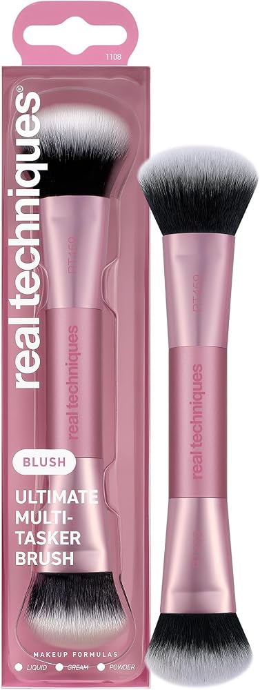 Real Techniques Ultimate Multi Tasker Brush, Makeup Brush for Foundation | Airbrushed finish, dual-ended bronzer brush and bl
