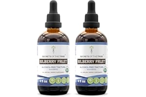 Secrets of the Tribe Bilberry Fruit Alcohol-Free Liquid Extract, USDA Organic Bilberry (Vaccinium Myrtillus) Dried Fruit Tincture Supplement (2x4 FL OZ)