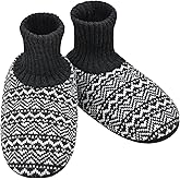 Panda Bros Slipper Socks for Women With Grippers, Fuzzy Womens Slipper Booties With Non Slip Bottoms, Cozy Warm House Slippers(Black Multi,10-13)