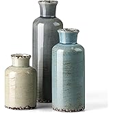 CwlwGO- Ceramic Vase Set of 3, Small Flower Vases for Home Decoration, Modern Farmhouse Decor, Living Room Kitchen Table Centerpieces, Shelf, Mantel, Fireplace and Entrance Decorations-Multicolor.