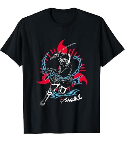 Amazon.com: Naruto Shippuden Sasuke with Sharingan Anime T-Shirt
