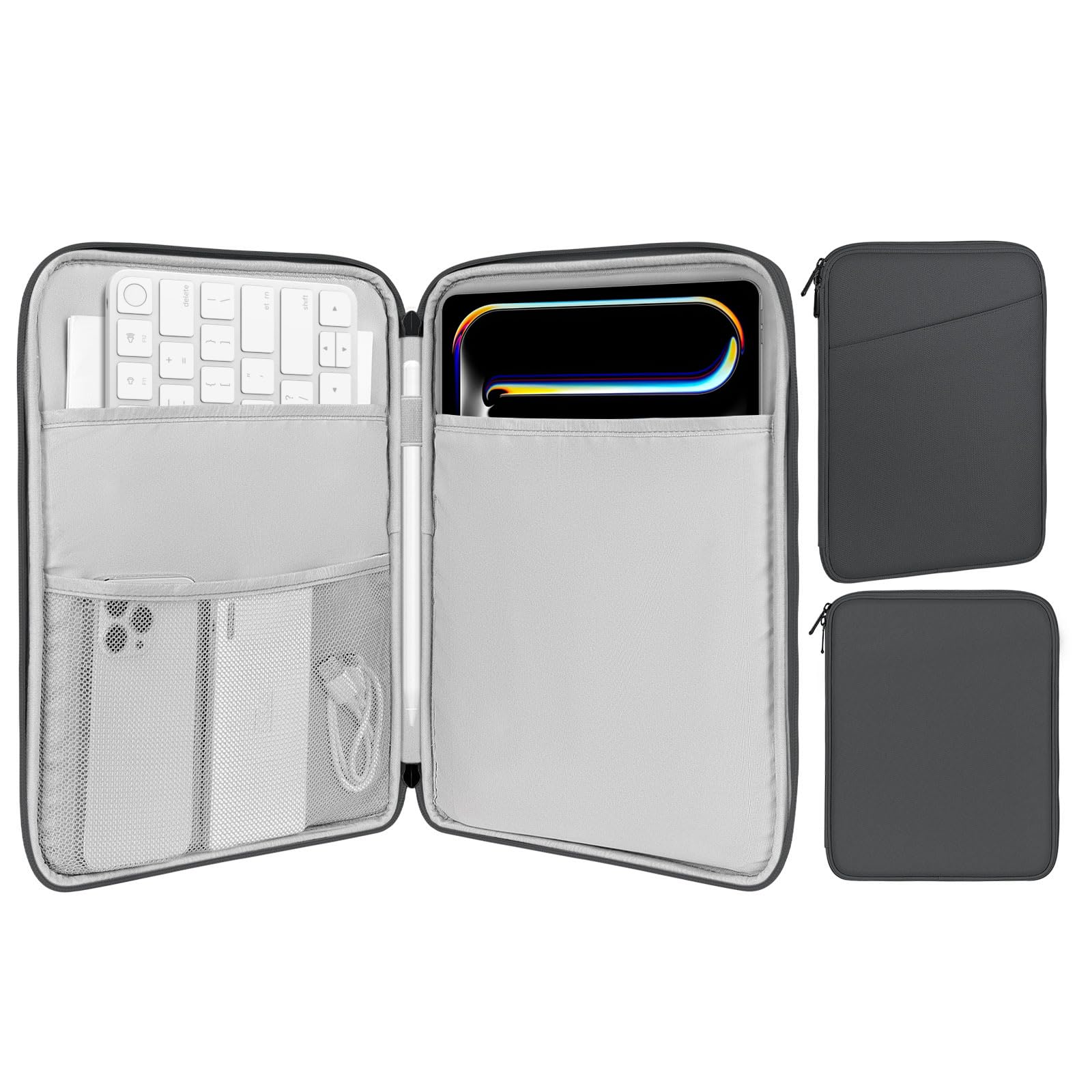 MoKo 9-11 Inch Tablet Sleeve Case, Fits 11inch iPad Air M3, iPad A16 2025, Pro 11 M4, iPad 10/9/8/7th, Galaxy Tab S9/S8/A8/A7, Protective Bag Carrying Case with Pocket, Dark Gray