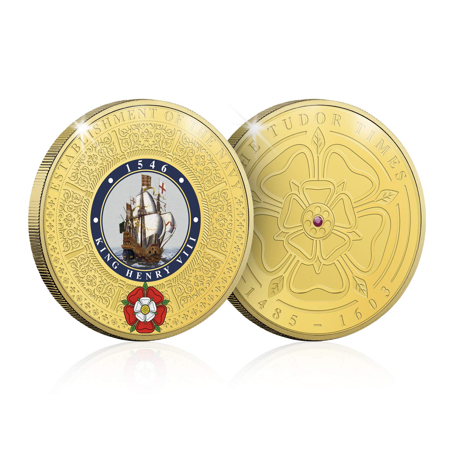 Tudor Memorabilia History Gifts Collectable Gold Coin & Ruby Establishment Navy