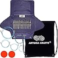 addi Click Rocket 2 Square Short 3.5-inch Interchangeable Ergonomic Circular Knitting Needle Set Sizes US 4, 5, 6, 7, 8, 9, 10 & 11 with 5 Cords, Canvas Case with Project Bag