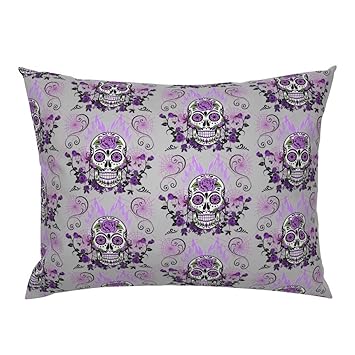 Amazon Com Sugar Skulls Euro Knife Edge Pillow Sham Purple