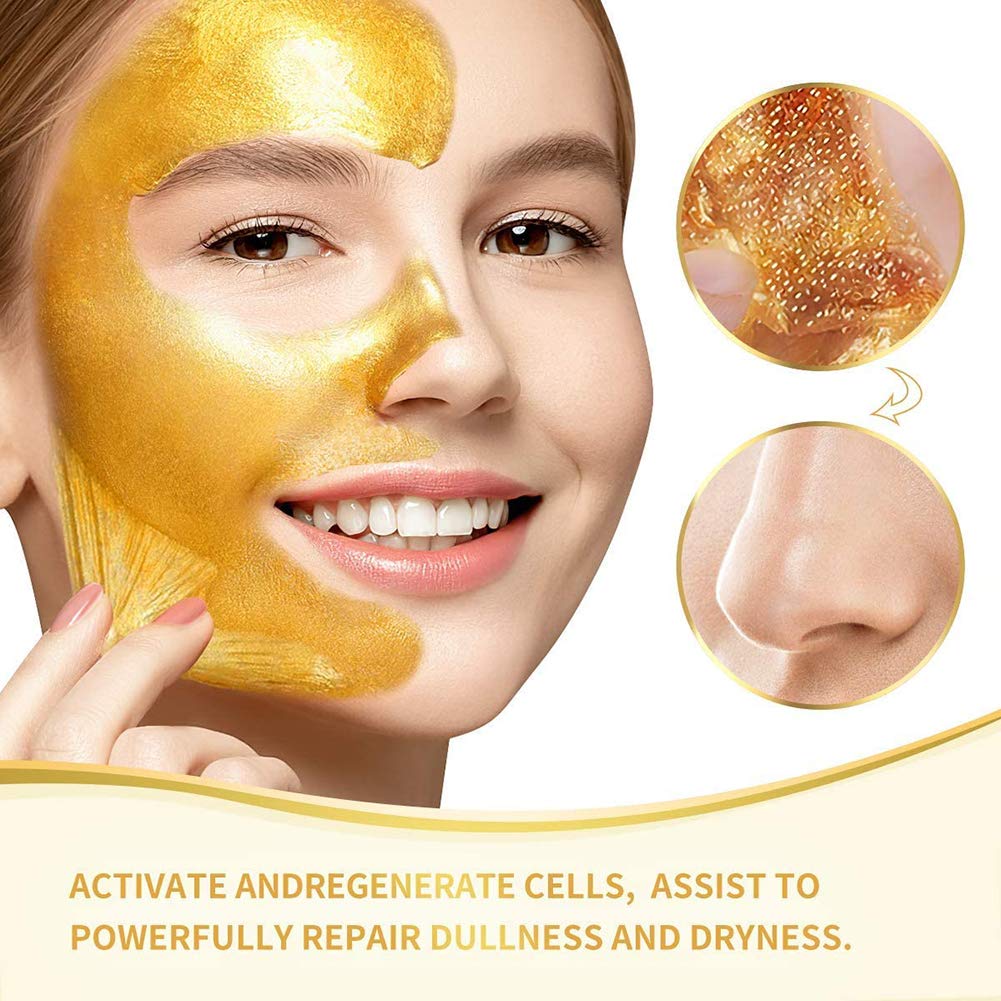 Gold Facial Mask, Peel off Mask, Blackhead Remover Mask with 24K Gold Extract, Anti-Aging, Deep Cleansing Blackhead ＆ Acne Scars, Dirt ＆ Oil, Repairs Uneven Skin Tone : Beauty