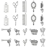 KitBeads 100pcs Tibetan Barber Charms Mixed Styles Comb Scissors Charms Vintage Hair Dryer Hair Dresser Charms for Jewelry Making Bracelets Bulk (YH-TIBEP-CJ0002-57)