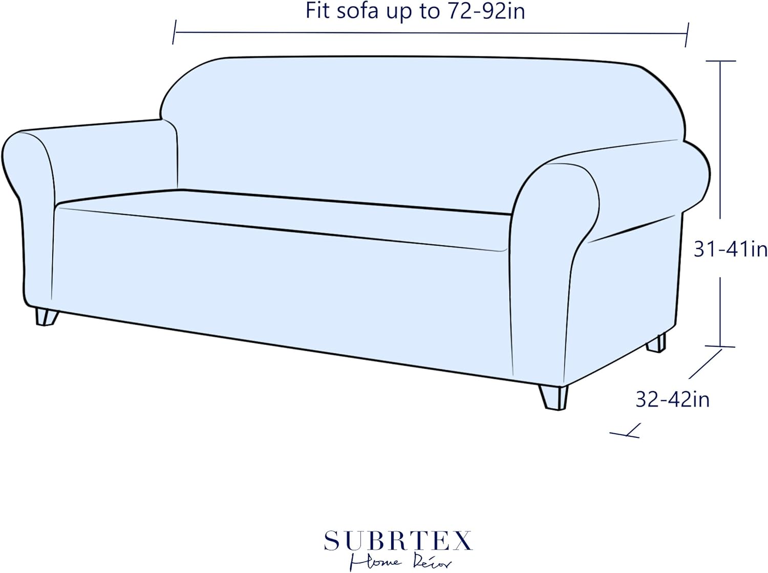 subrtex Stretch Sofa Cover 1-Piece Couch Slipcover Furniture Protector for Arm Chair Loveseat Coat Soft with Elastic Bottom, Polyester and Spandex Jacquard Fabric Small Checks (Large, Steel Blue): Home & Kitchen